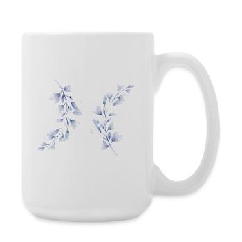 Monogramme N Floral Bleu - Grande tasse 440 ml - blanc - Droite
