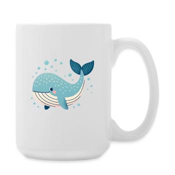 Blauwal mit Blasen - Große Tasse 440 ml - Weiß - Rechts