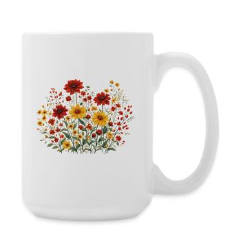 Vintage Blumen-Frauen-Wildblumen-Gartengarten - Große Tasse 440 ml - Weiß - Rechts