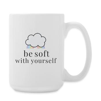 Be Soft With Yourself Cloud with Pastel Rainbow - Large Mug 440 ml - white - Right