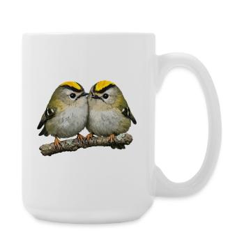 Duo of Firecrests on Branch - Large Mug 440 ml - white - Right