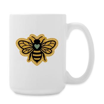 Bee Heart Beekeeping Nature Conservation Boho Mandala - Large Mug 440 ml - white - Right