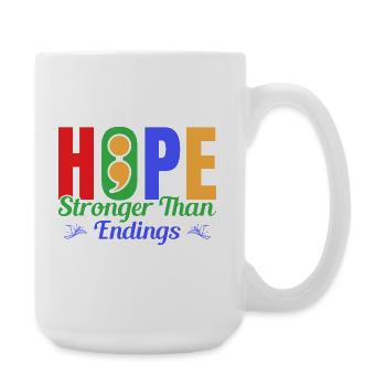 Semicolon Suicide Prevention Hope Stronger Semi - Große Tasse 440 ml - Weiß - Rechts