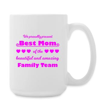 Meilleure équipe de maman – Family Joy Pink - Grande tasse 440 ml - blanc - Droite