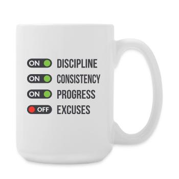 Discipline, régularité, progrès, excuses DÉSACTIVÉES - Grande tasse 440 ml - blanc - Droite