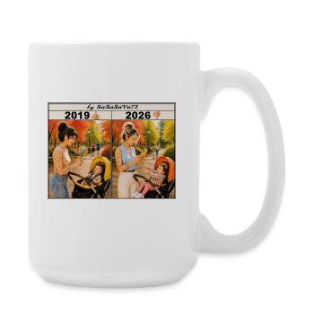 Mother with smartphone and baby - Large Mug 440 ml - white - Right
