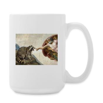 raccoon beating god's hand raccoon meme - Large Mug 440 ml - white - Right