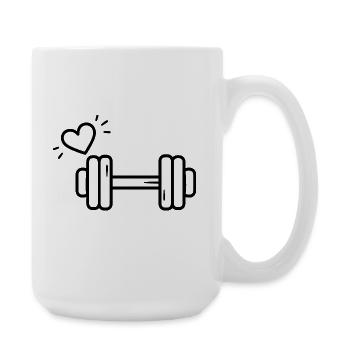 T-shirt Haltère Cœur Passion Fitness - Grande tasse 440 ml - blanc - Droite