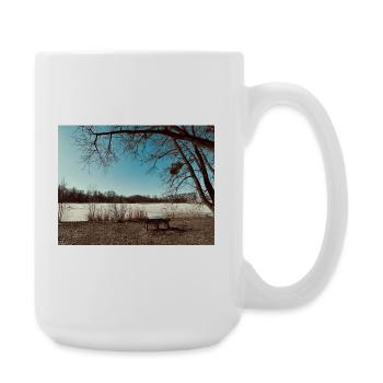 Winter landscape by the lake - Large Mug 440 ml - white - Right