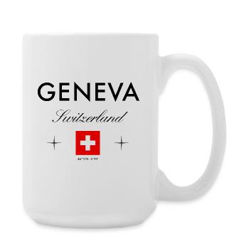 Genf Schweiz Koordinaten Reise Souvenir - Große Tasse 440 ml - Weiß - Rechts