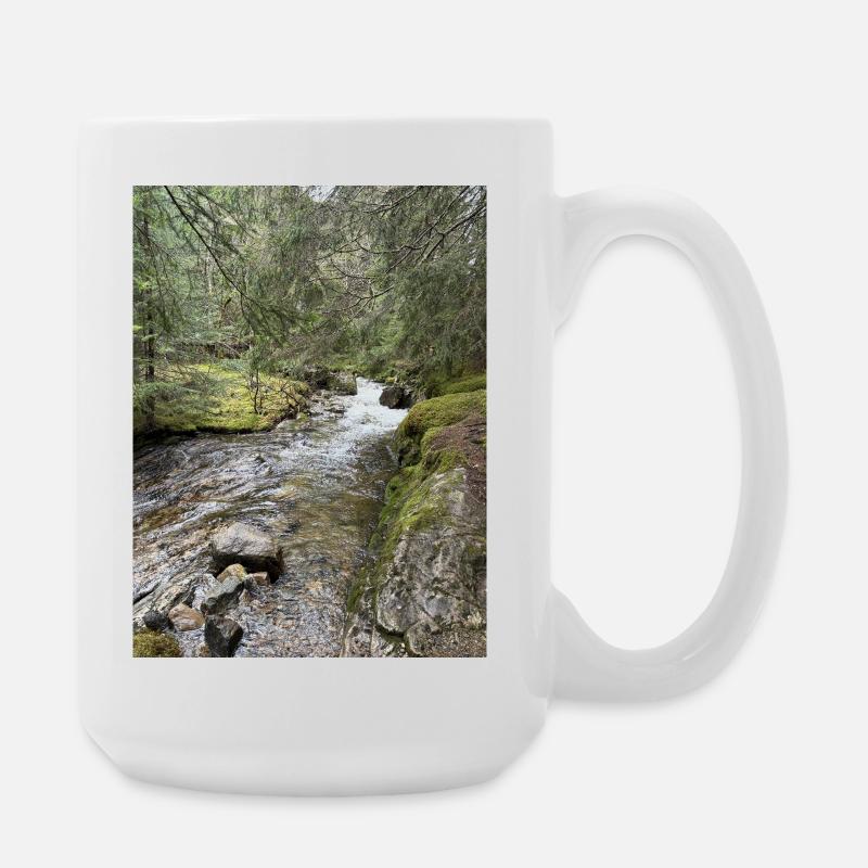 Still life in the forest with river - Large Mug 440 ml - white