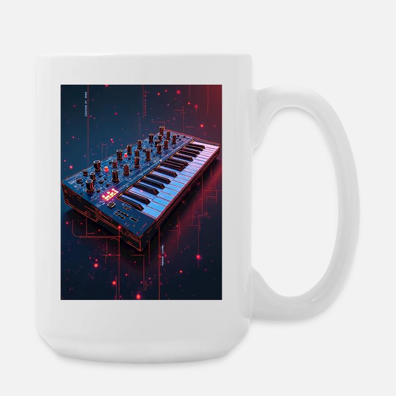 Futuristic Synthwave Music Console - Large Mug 440 ml - white