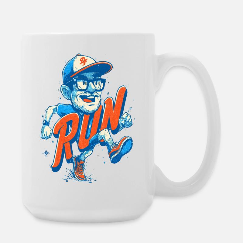 Drôle de coureur avec lettrage RUN - Grande tasse 440 ml - blanc