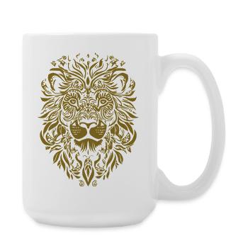 Lion Mandala Face Lion Head Floral - Large Mug 440 ml - white - Right