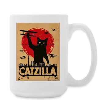 Chat guerrier dans le ciel de guerre - Grande tasse 440 ml - blanc - Droite