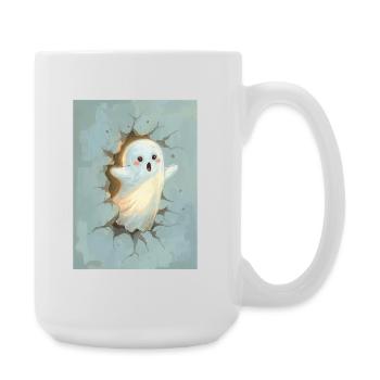 Adorable fantôme sortant du mur - Grande tasse 440 ml - blanc - Droite