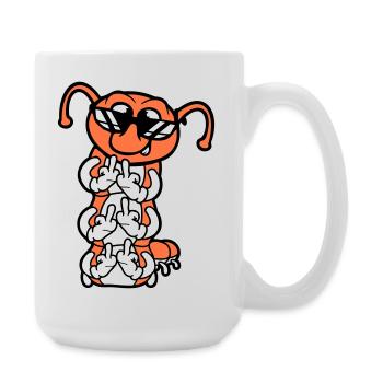 Caterpillar Middle Finger Insult Sunglasses Cool - Large Mug 440 ml - white - Right