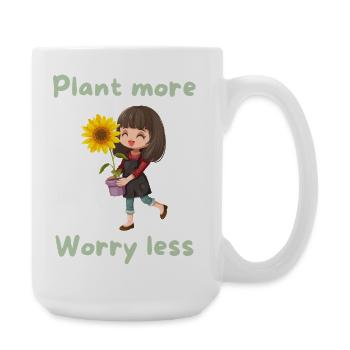 Plant more, worry less - Large Mug 440 ml - white - Right