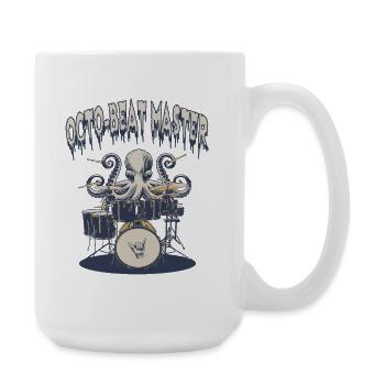 Oktopus Beat Meister Drummer - Große Tasse 440 ml - Weiß - Rechts
