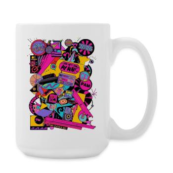 Neon Retro Pop Art Design 2000's 90's - Large Mug 440 ml - white - Right