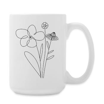 T-shirt minimaliste à fleurs noires - Grande tasse 440 ml - blanc - Droite