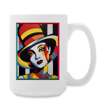 Abstract Portrait Lady with Colorful Cap Pop Art - Large Mug 440 ml - white - Right