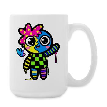 Split Face Regenbogen Pop Art - Große Tasse 440 ml - Weiß - Rechts