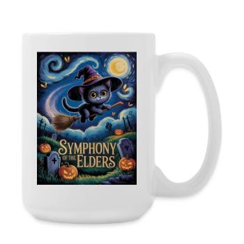 Hexenkätzchen, das über den Halloween-Friedhof fliegt - Große Tasse 440 ml - Weiß - Rechts