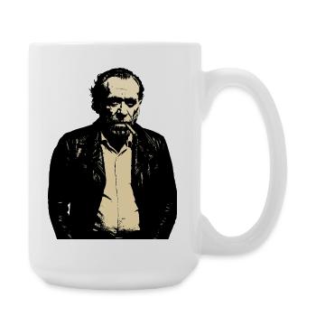 Noir Charles Bukowski Porträt - Große Tasse 440 ml - Weiß - Rechts