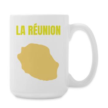T-Shirt mit goldener Karte auf der Insel La Réunion - Große Tasse 440 ml - Weiß - Rechts