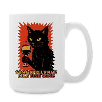 Funny Halloween Motif with Black Cat - Large Mug 440 ml - white - Right