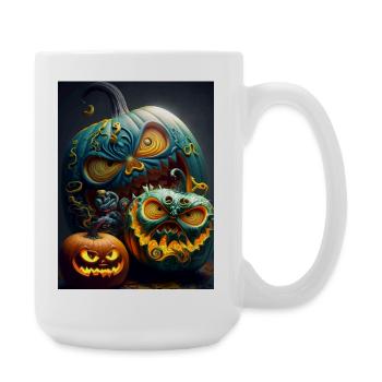 Leuchtende Halloween-Kürbisse - Große Tasse 440 ml - Weiß - Rechts