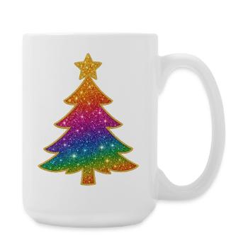 Regenbogen Glitzer Tannenbaum - Große Tasse 440 ml - Weiß - Rechts