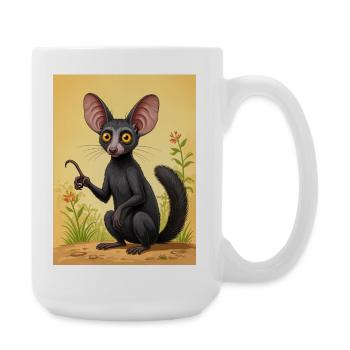 Aye-Aye Nighttime trickster of Madagascar, wide e - Large Mug 440 ml - white - Right