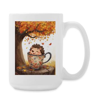 EG Igel in Tasse I Herbst I Urlaub I Geschenkidee - Große Tasse 440 ml - Weiß - Rechts