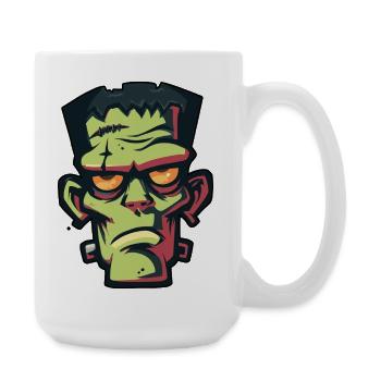 Halloween Zombie Kopf Zeichnung - Große Tasse 440 ml - Weiß - Rechts