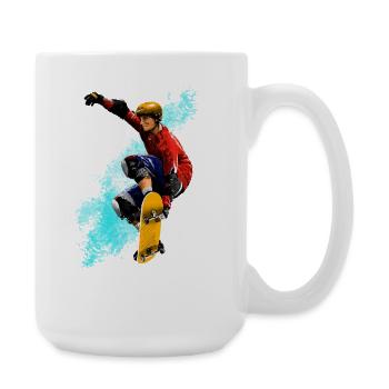 Skateboard Sprung Neon Splash - Große Tasse 440 ml - Weiß - Rechts