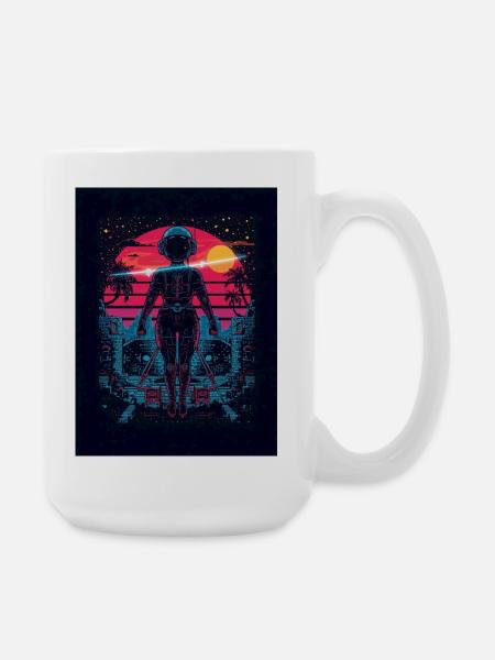 Astronaut Neon Sunset - Large Mug 440 ml - white