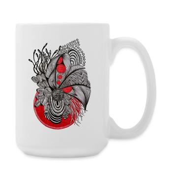 Red Orbs Line Plant - Large Mug 440 ml - white - Right