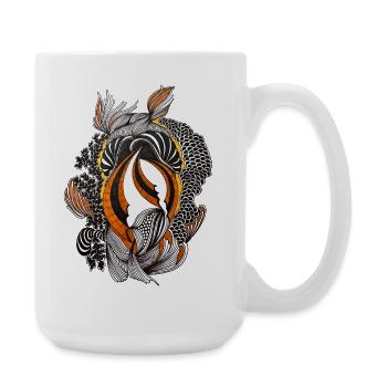 Motif de plumes abstrait noir orange - Grande tasse 440 ml - blanc - Droite