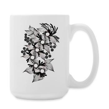 Black and White Flower Spiral - Large Mug 440 ml - white - Right
