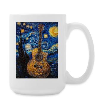Guitar Van Gogh Starry Night - Large Mug 440 ml - white - Right