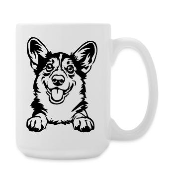 Tête de corgi gallois - Grande tasse 440 ml - blanc - Droite