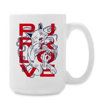 Purr Love Cat With Yarn Ball - Large Mug 440 ml - white - Right