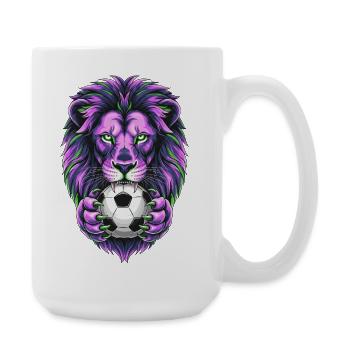 Lion néon avec ballon de football - Grande tasse 440 ml - blanc - Droite