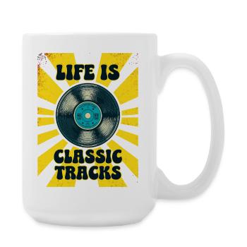 LIFE IS CLASSIC TRACKS Vinyle Rétro 70s - Grande tasse 440 ml - blanc - Droite