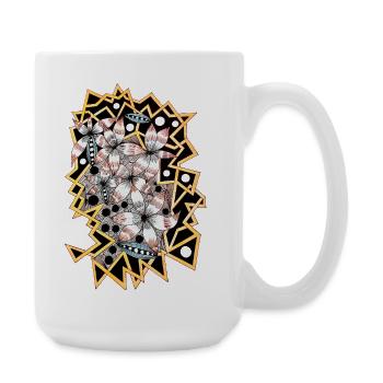 Geometric floral power - Large Mug 440 ml - white - Right