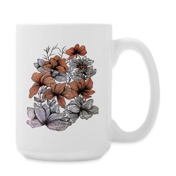 Flower Lines Brown Grey – Floral Design - Large Mug 440 ml - white - Right
