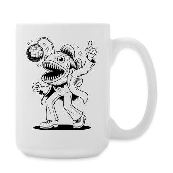 Disco Fisch - Lustiges T-Shirt - Große Tasse 440 ml - Weiß - Rechts