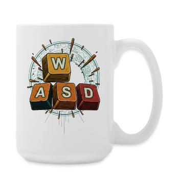 WASD Gaming Tasten - Lustiges Zocker Geschenk - Große Tasse 440 ml - Weiß - Rechts
